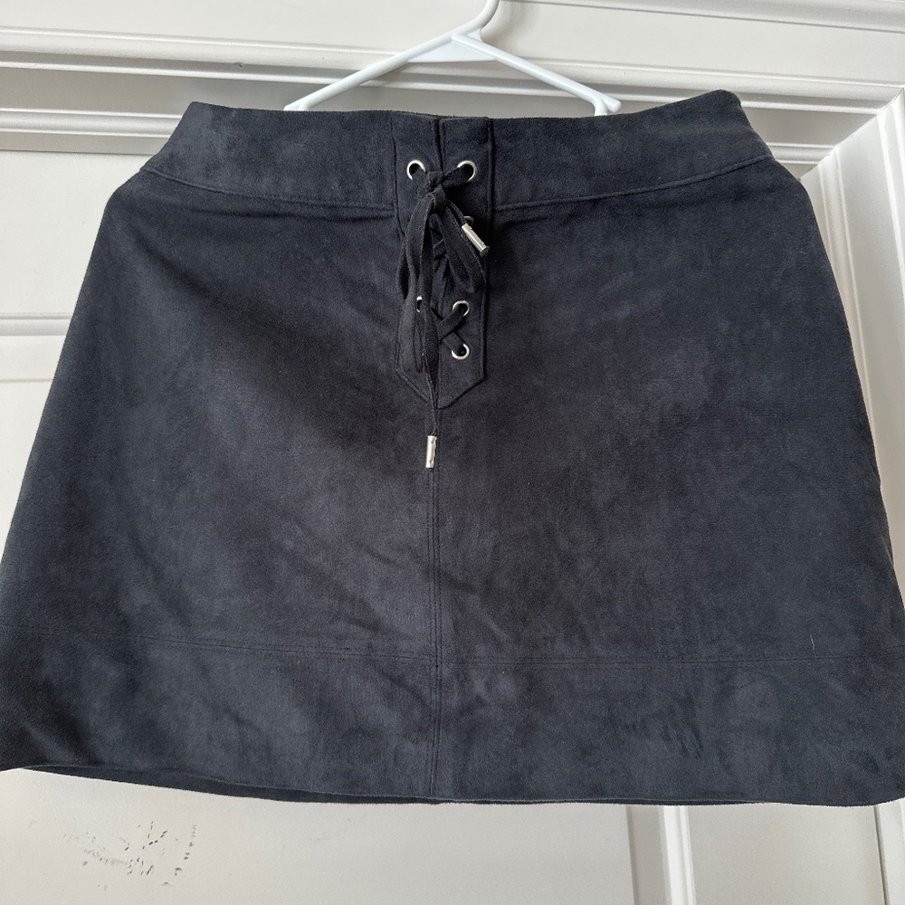 Black suede mini skirt